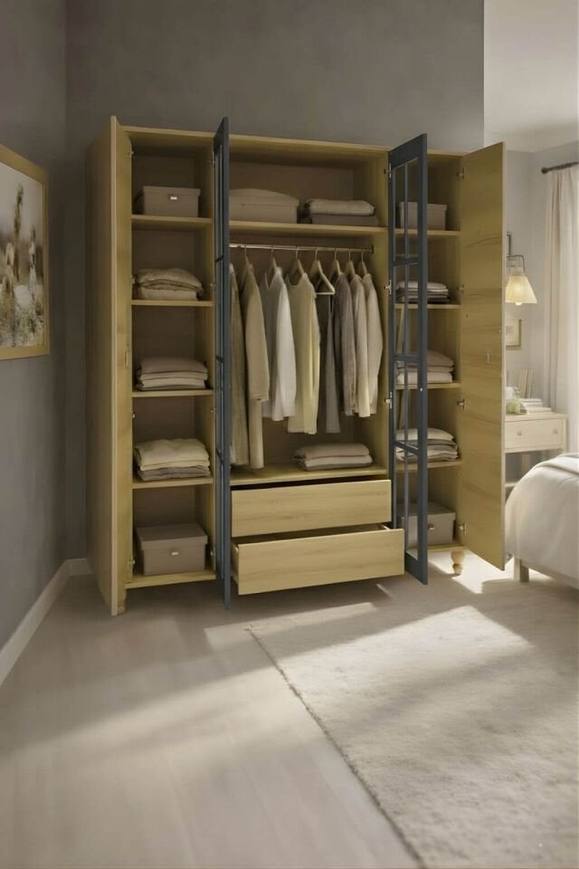 Ozan 4 Kapaklı Çekmeceli Dolap | MDF Gövde | Ağaç Ayaklar | Kalite ve Tasarımı Buluşturan Model