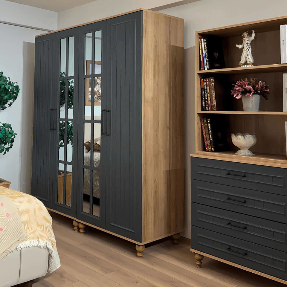 Ozan 4 Kapaklı Çekmeceli Dolap | MDF Gövde | Ağaç Ayaklar | Kalite ve Tasarımı Buluşturan Model