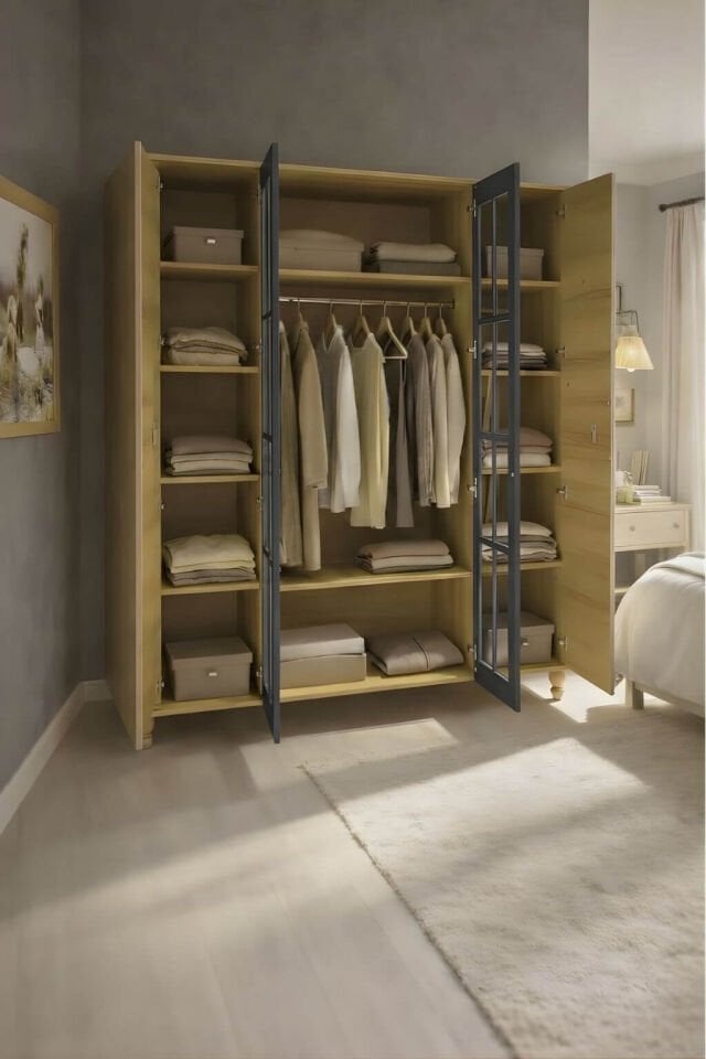 Ozan 4 Kapaklı Dolap | MDF Gövde | Ağaç Ayaklar | Kalite ve Tasarımı Buluşturan Model