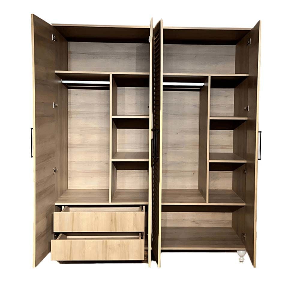 Masal 4 Kapaklı Çekmeceli Dolap | MDF Gövde | Ağaç Ayaklar | Zarif ve İşlevsel Detaylar