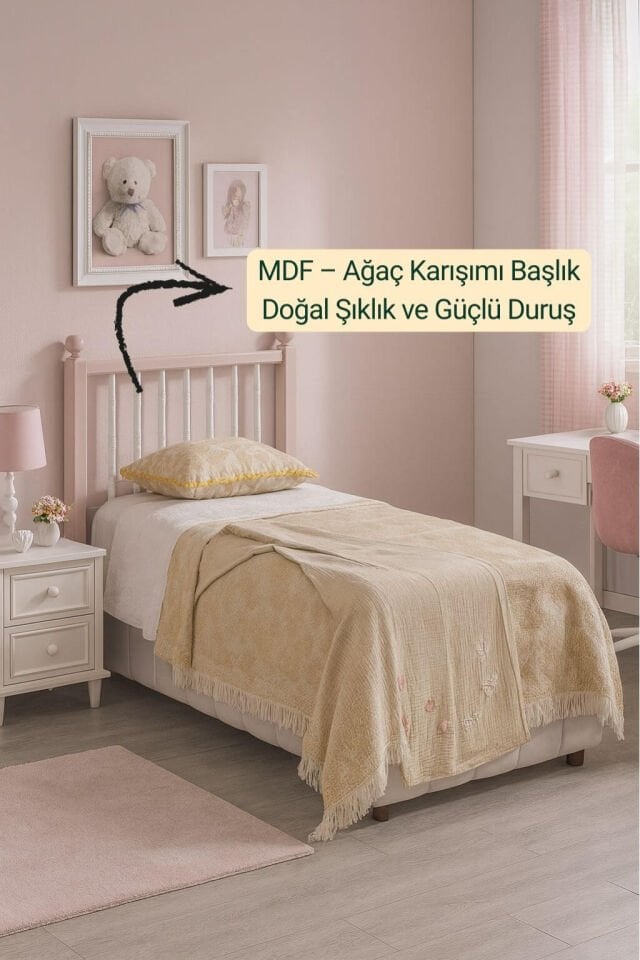 Masal Baza Başlık Set 120 Cm ×200 Cm | MDF Başlık | Klasik Baza | Estetik ve Pratik Çözüm