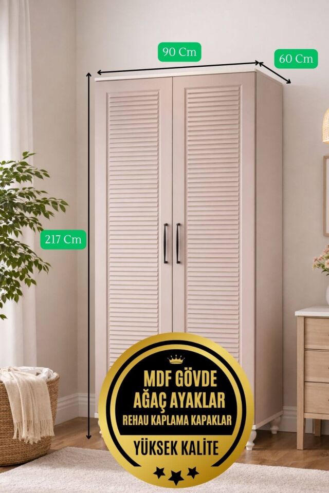 Masal 2 Kapaklı Dolap | MDF Gövde | Ağaç Ayaklar | Modern ve Kullanışlı Tasarım