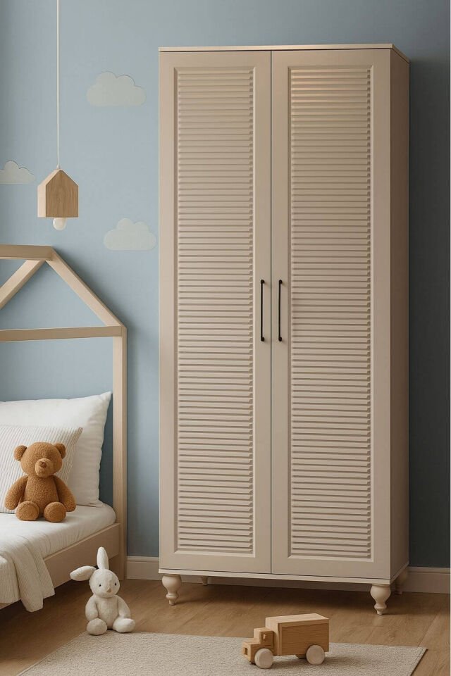 Masal 2 Kapaklı Dolap | MDF Gövde | Ağaç Ayaklar | Modern ve Kullanışlı Tasarım