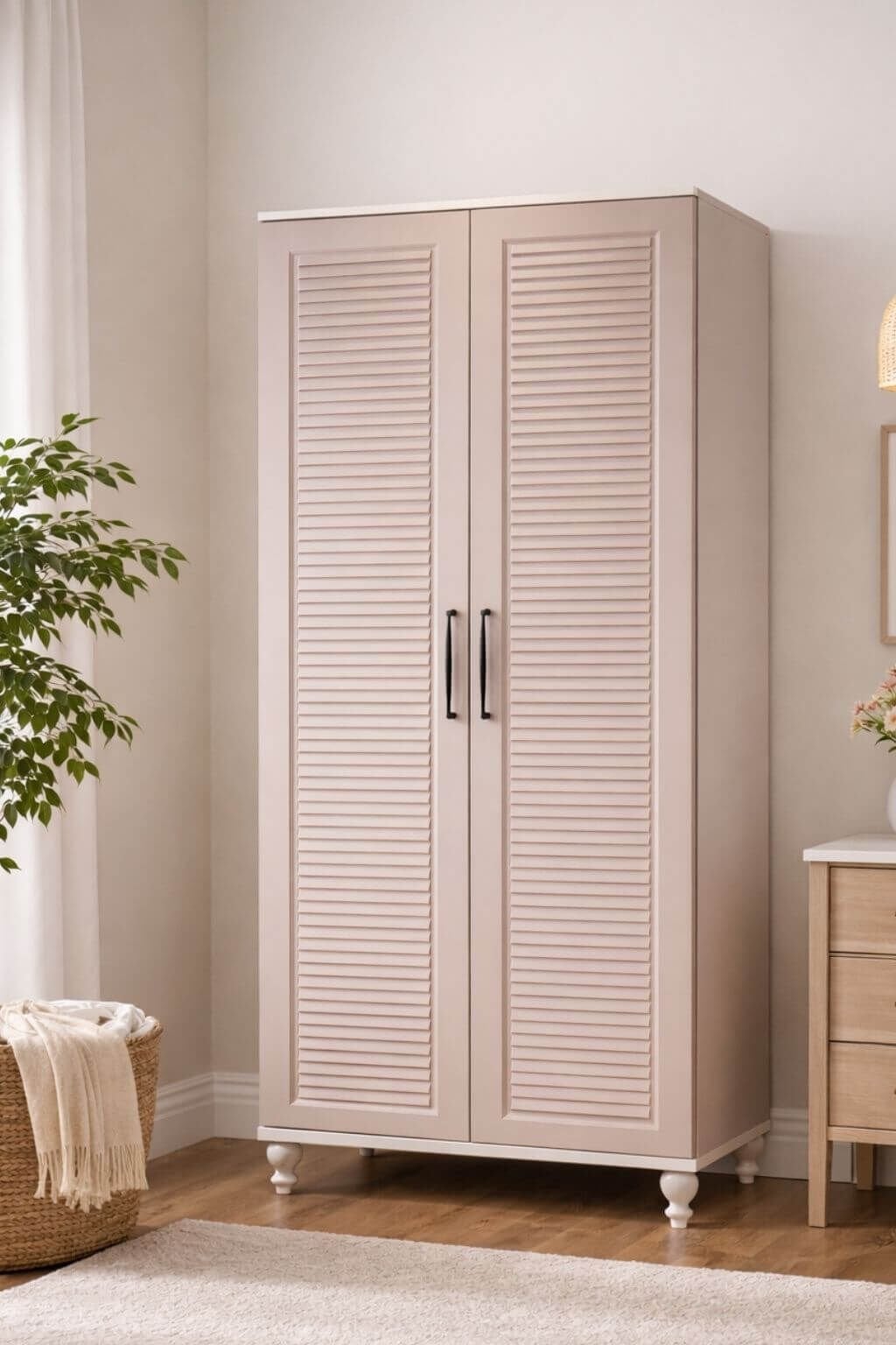 Masal 2 Kapaklı Dolap | MDF Gövde | Ağaç Ayaklar | Modern ve Kullanışlı Tasarım