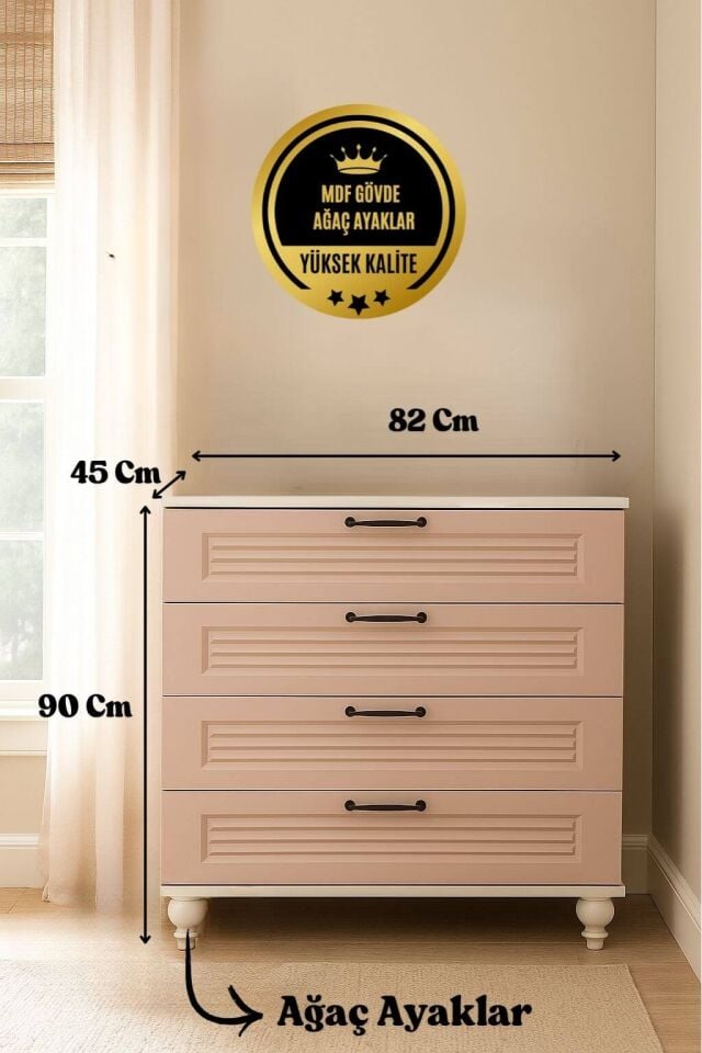 Masal Çekmeceli Şifonyer | MDF Gövde | Ağaç Ayaklar | Hem Şık Hem Fonksiyonel Seçenek