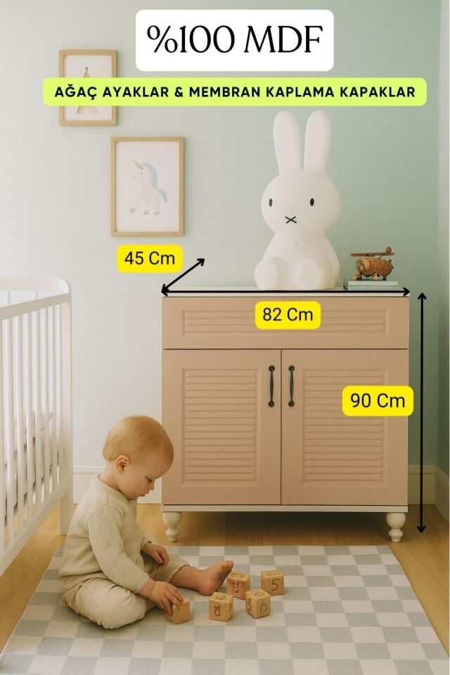 Masal Kapaklı Şifonyer | MDF Gövde | Ağaç Ayaklar | Zamansız Tasarım, Akıllı Depolama