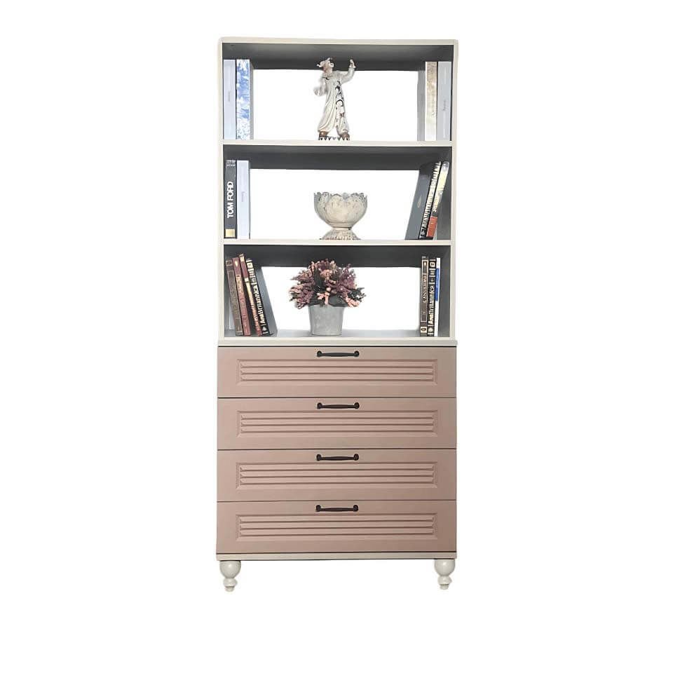 Masal Çekmeceli Şifonyer ve Kitaplık Set | MDF Gövde | Ağaç Ayaklar | Akılcı ve Estetik Mobilya Çözümü
