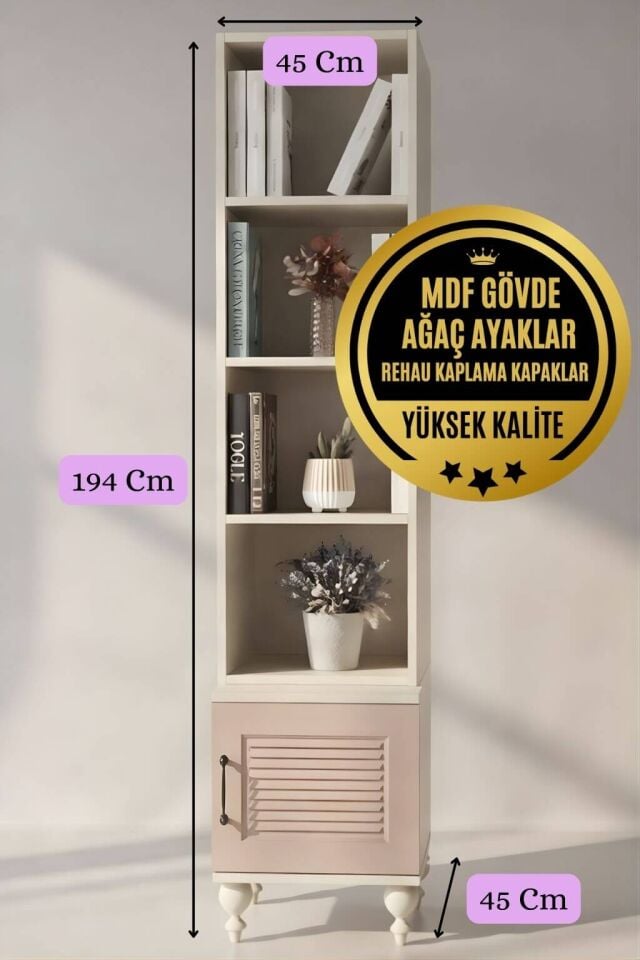 Masal Komodin ve Kitaplık Set | MDF Gövde | Ağaç Ayaklar | Şıklıkla Bütünleşen Fonksiyonellik