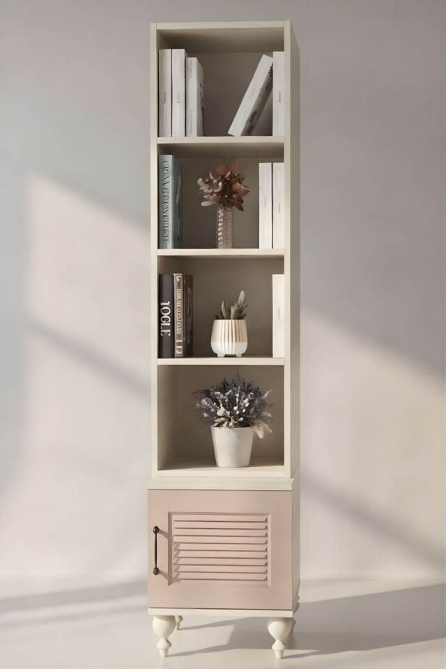 Masal Komodin ve Kitaplık Set | MDF Gövde | Ağaç Ayaklar | Şıklıkla Bütünleşen Fonksiyonellik