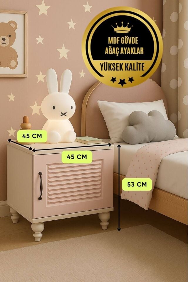 Masal Komodin | MDF Gövde | Ağaç Ayaklar | Dekoratif ve Fonksiyonel