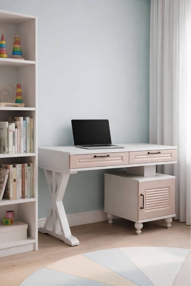 Masal Çalışma Masası | MDF Gövde | Ağaç Ayaklar | Estetik ve Pratik Çözüm