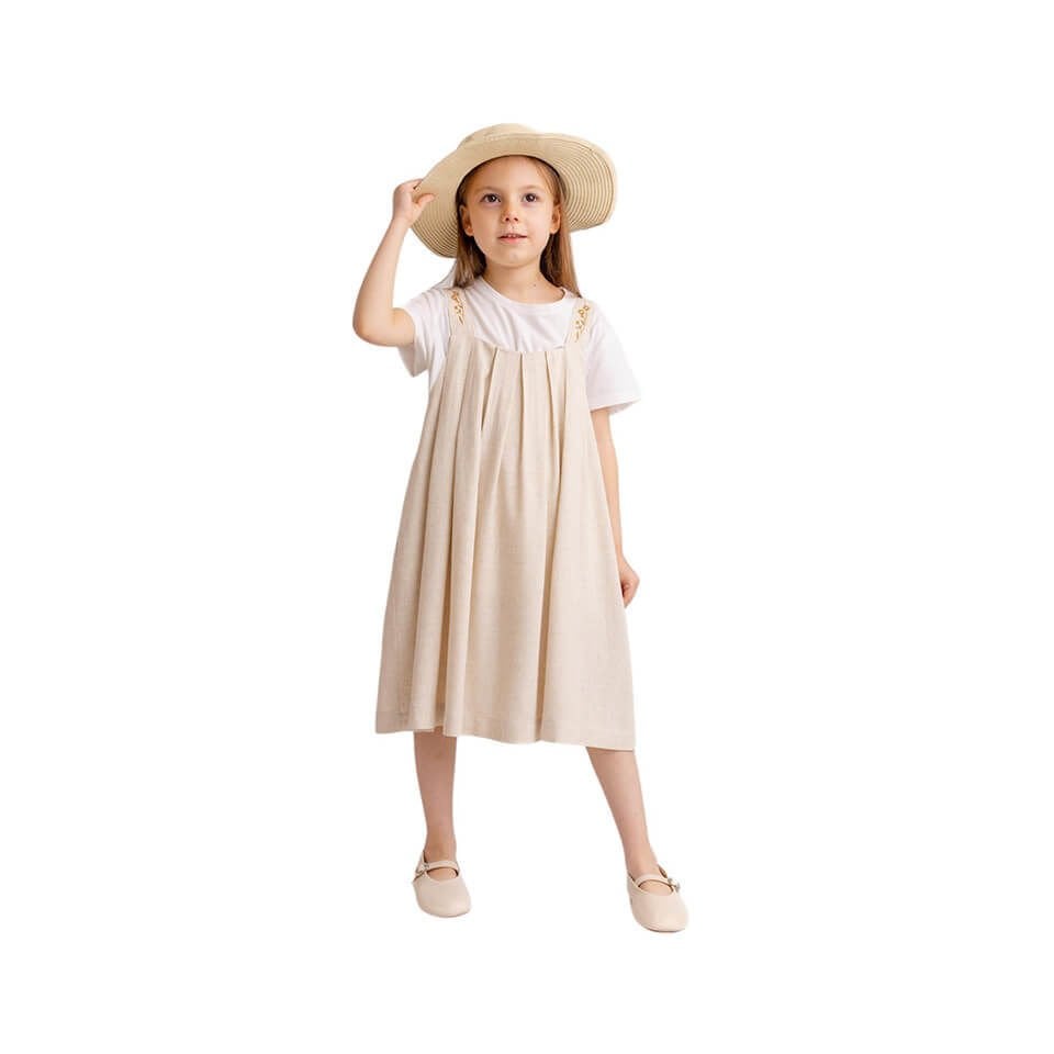 Askıları Nakışlı Keten Jile – Naturel | Doğal Tonlarda Hafif ve Şık Yazlık Model