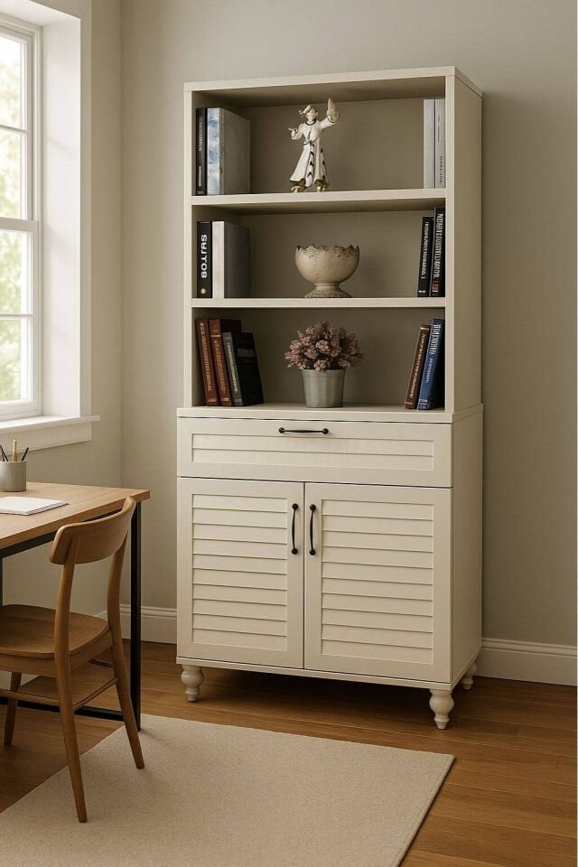 Pera Kapaklı Şifonyer ve Kitaplık Set | MDF Gövde | Ağaç Ayaklar | Fonksiyonel ve Şık Tasarım