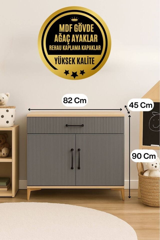 Ege Kapaklı Şifonyer | MDF Gövde | Ağaç Ayaklar | Fonksiyonel ve Şık Tasarım