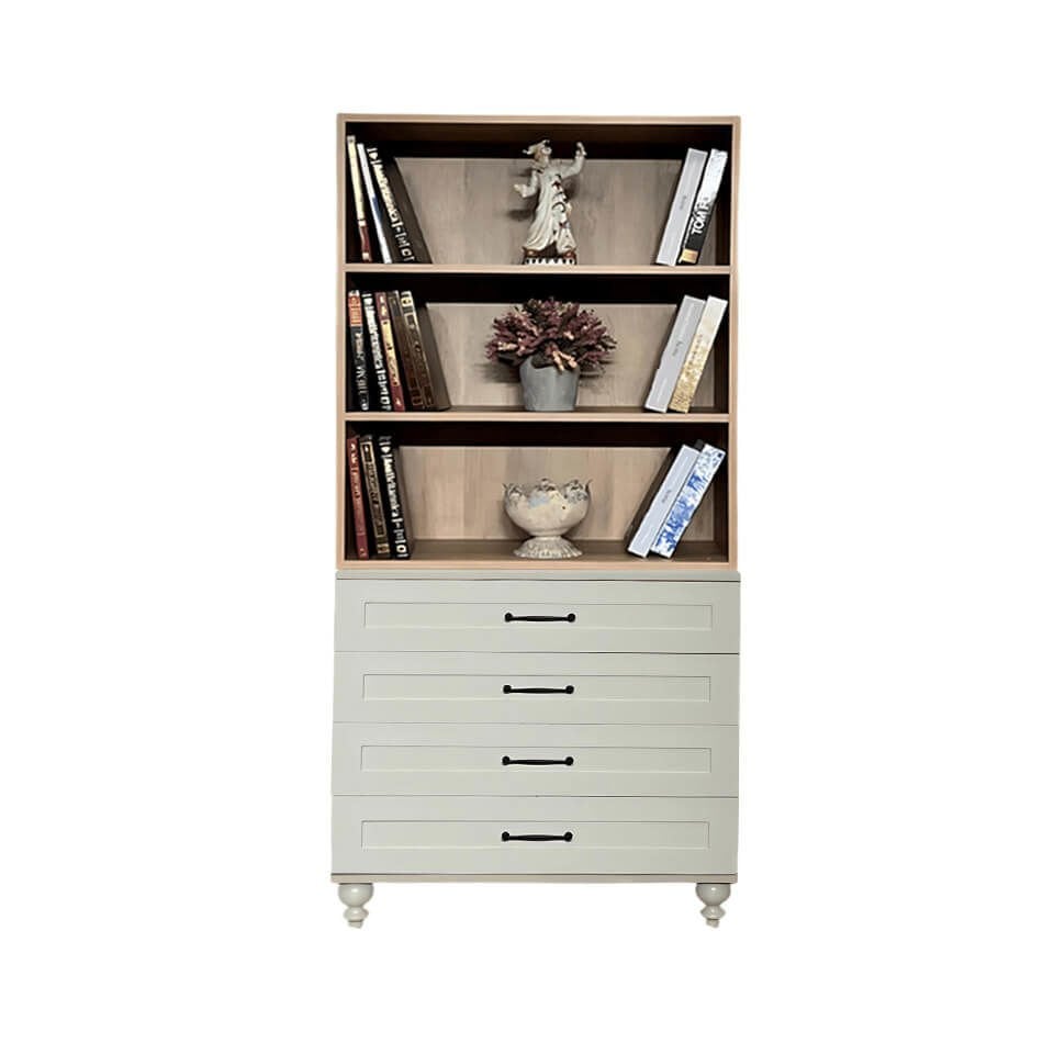 Alin Çekmeceli Şifonyer ve Kitaplık Seti | %100 MDF | Ağaç Ayaklı