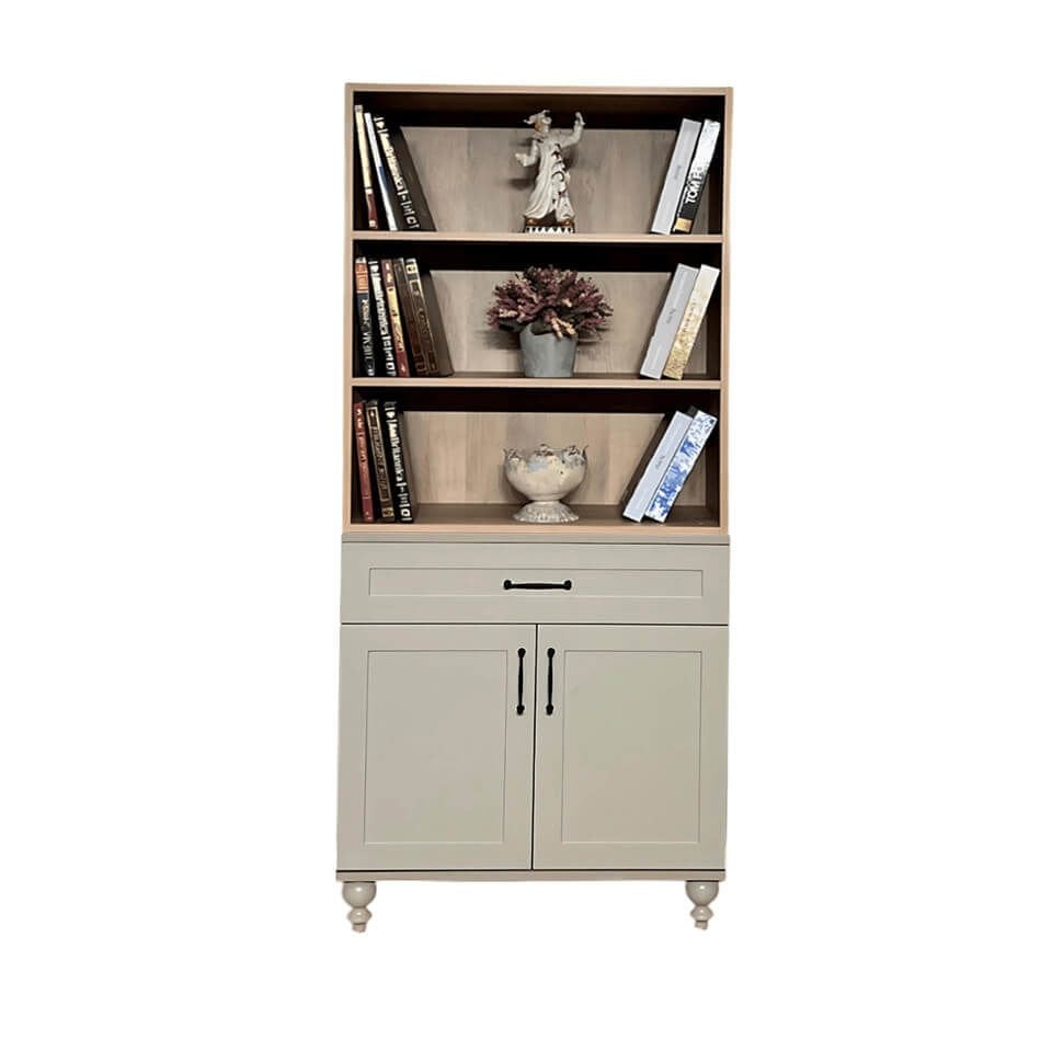 Alin Kapaklı Şifonyer ve Kitaplık Seti | %100 MDF| Ağaç Ayaklar