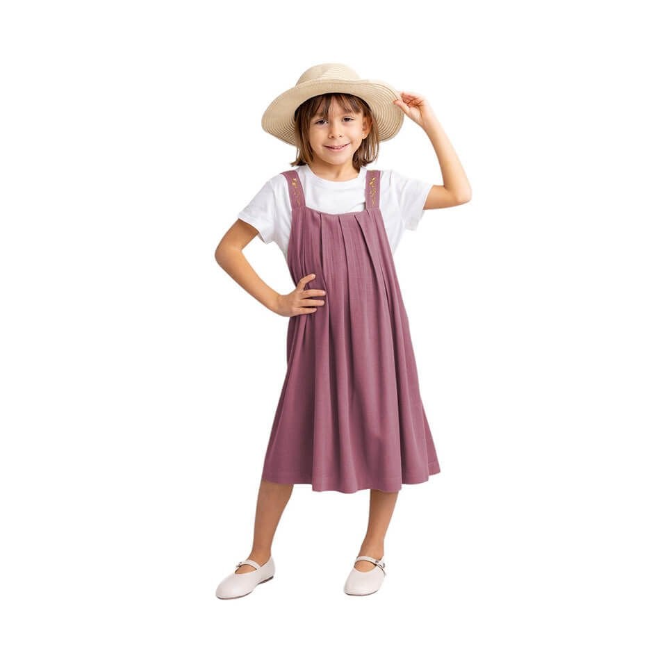 Askıları Nakışlı Keten Jile – Mürdüm | Doğal Kumaş ve El İşlemeli Şıklık