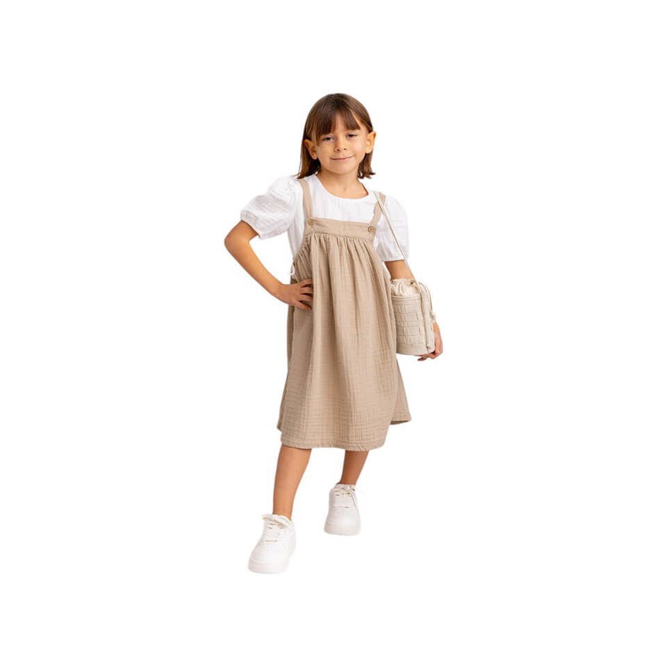 Müslin Tişörtlü Elbise Takım – Vizon | Yumuşak Kumaş ve Doğal Renk Uyumu