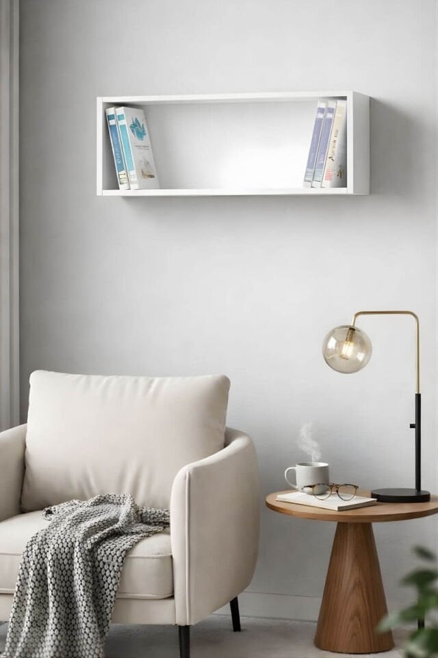 Modern Çalışma Masası Üstü Kutu | 80 CM Genişlik | Aytaşı Renk | MDF