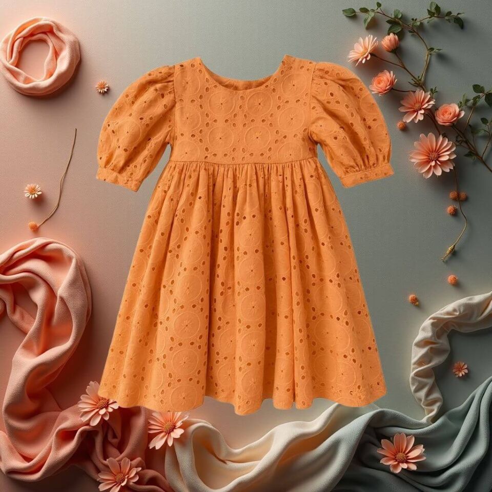 Cemre Brode Elbise | Kız Çocuklar İçin Dantel Görünümlü Zarif Yazlık Model