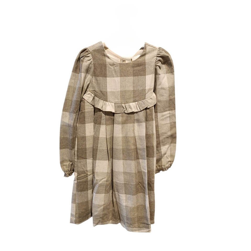 Hayal Kareli Elbise – Haki Bej | Şık ve Rahat Günlük Tasarım