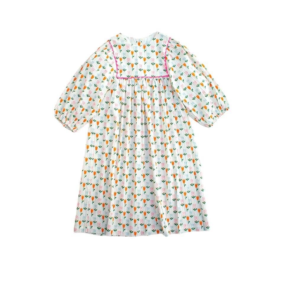 Lale Desenli Elbise – Gaia Model | Şık Kesim ve Doğal Kumaş Konforu