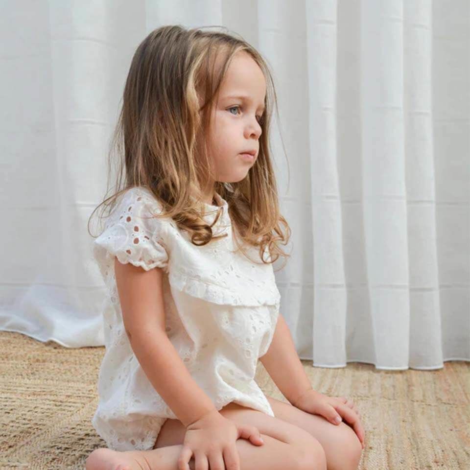 Bebek Tulum – Noor Beyaz Dantel | Özel Günler İçin Şık ve Narin Tasarım