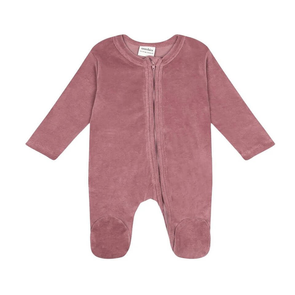 Kadife Fermuarlı Tulum – Pembe | Yumuşak ve Rahat Bebek Tulumu