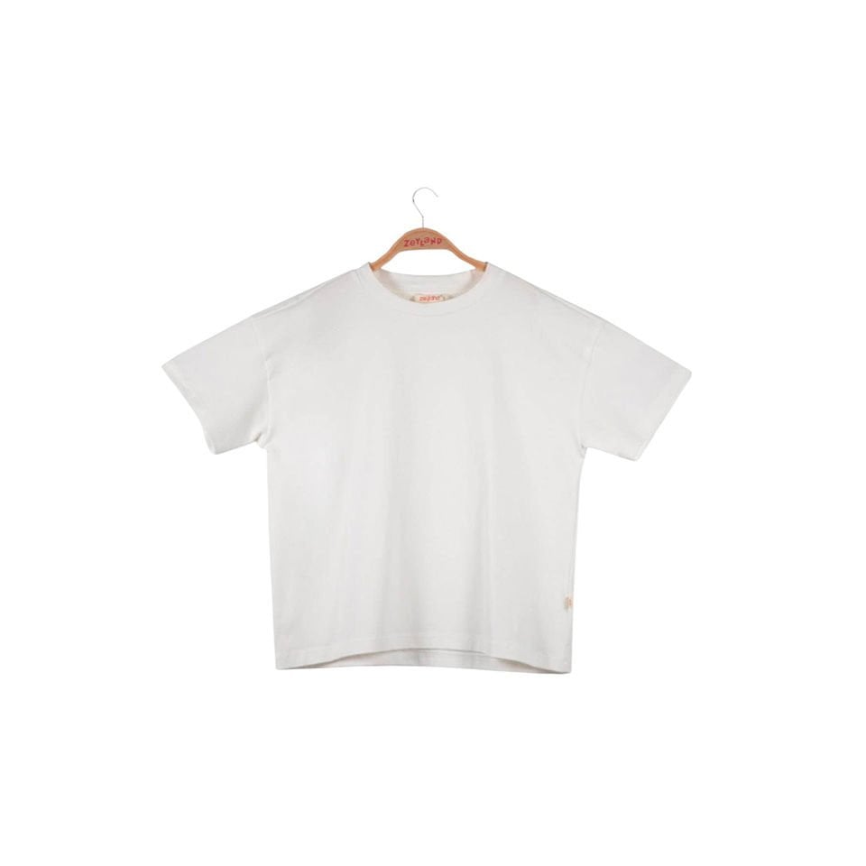 Kız Çocuk Oversize T-shirt – Ekru | Salaş Kesim, Rahat ve Modern Tasarım